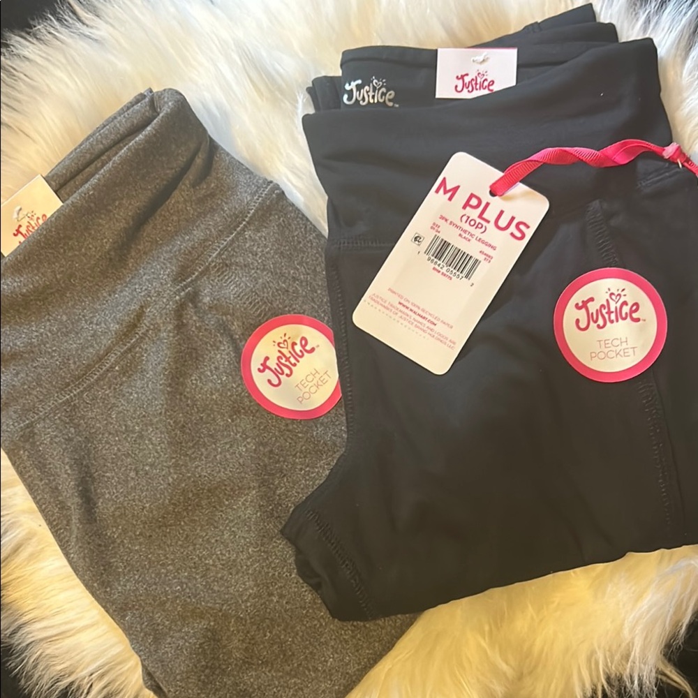 Justice Kids' Black and Gray Leggings